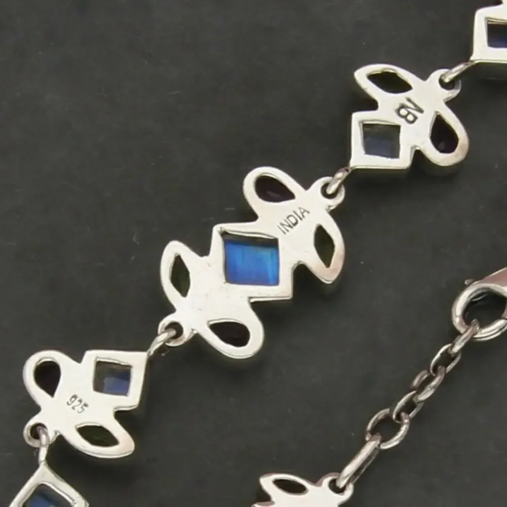 nicky butler sterling silver moonstone amethyst & peridot bracelet size 7.5in